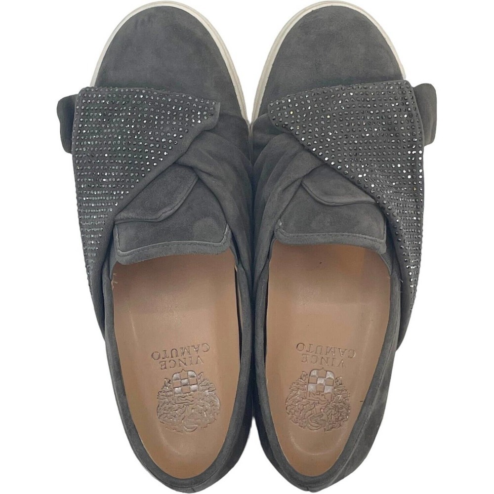 Vince Camuto Gray Barita Suede Rhinestone Slip On Sneaker Flat Size 8M - Picture 7 of 13